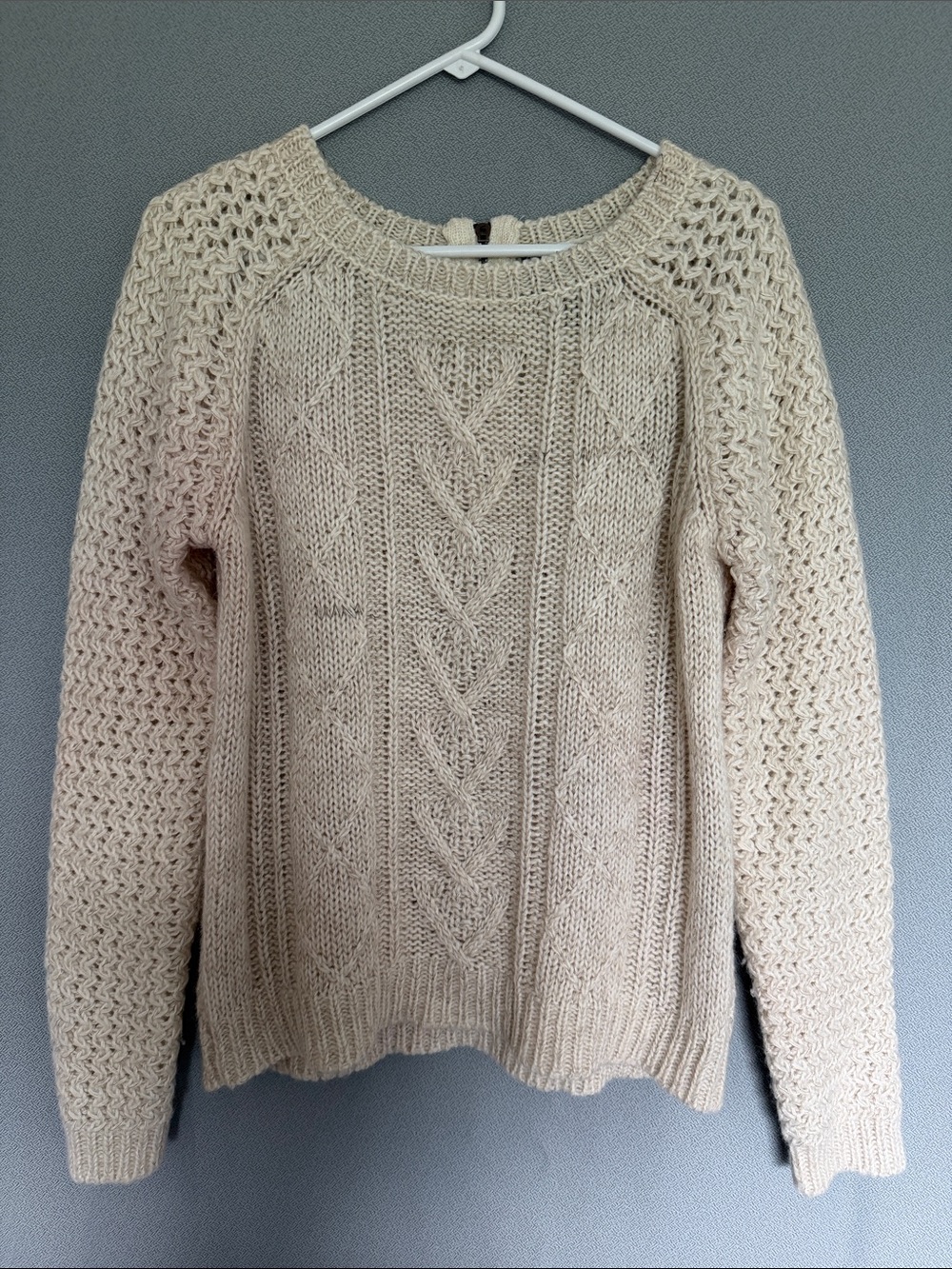 Cynthia Rowley Cream Cable Knit Crewneck Sweater